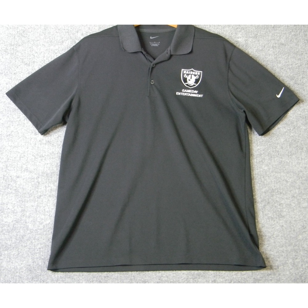 Nike Dri-FIT Raiders Gameday Entertainment‎ Polo Shirt Black Men's Large NFL